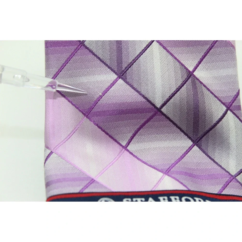 Stafford Performance Mens Silk Tie Purple Violet Geometric Diamond Grid NEW